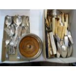 Quantity of electroplated flatware marked 'Mappin & Webb' to include bone-handled knives, knife