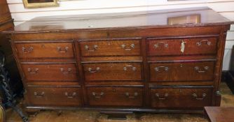 18th century and later oak mahogany crossbanded North Country sideboard (possibly converted mule