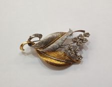 1960's 18ct white and yellow gold and diamond spray brooch, two stems each of five claw set