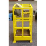 1920's yellow painted four-section umbrella stand with drip tray, 30cm x 60cm