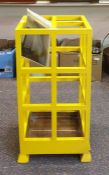 1920's yellow painted four-section umbrella stand with drip tray, 30cm x 60cm