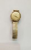 Mid 20th century gent's Cyma 9ct gold Cymaflex wristwatch with subsidiary seconds dial, on gilt