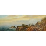Unattributed (19th century) Watercolour drawing Coastal scene, 26cm x 78cm (framed and glazed)