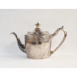 Georgian silver teapot of oval form, with foliate engraving, London 1799 by George Smith and