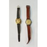 Lady's Omega Megaquartz gilt metal watch with calendar aperture and a mid 20th century gent's