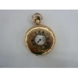 Late Victorian and Edwardian gold plated half hunter fob watch, with subsiderary seconds dial