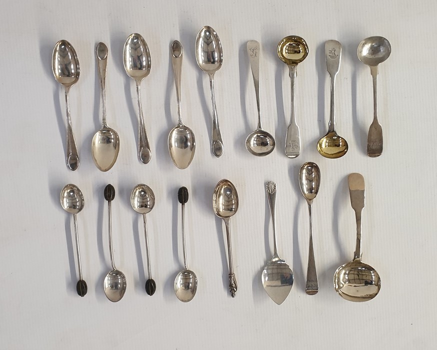 Assorted silver flatware to include teaspoons, coffee spoons, a Scottish Georgian silver sugar