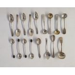 Assorted silver flatware to include teaspoons, coffee spoons, a Scottish Georgian silver sugar