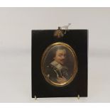 After Van Dyck Miniature on copper "Ernest I House of Gotha" with attached paperwork, 9cm x 7cm