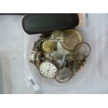 Silver pocket watch, quantity of pocket watch parts, spectacles and other items ( 1 box)Condition