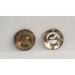 Pair silver personal ashtrays in the form of miniature chargers (2)