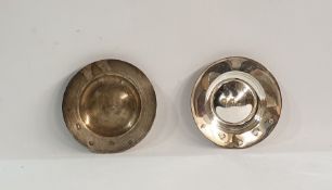 Pair silver personal ashtrays in the form of miniature chargers (2)