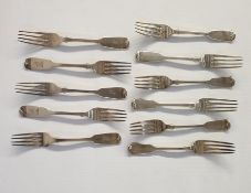 Set of five William IV silver fiddle pattern forks, London 1837 by William Bateman II and a set of