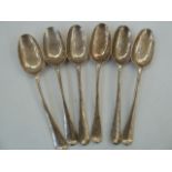 Set of six Georgian rattail silver spoons (hallmarks rubbed), 7.3ozt  Condition Report.