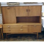 20th century teak lounge unit in the manner of G-Plan, with assorted cupboard doors and drawers,