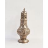 Silver sugar caster with fluted floral body, raised on a circular foot, Birmingham 1915, height