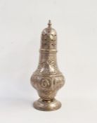 Silver sugar caster with fluted floral body, raised on a circular foot, Birmingham 1915, height