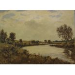 Barrington Browne Oil on board "The Itchen, Near Winchester (1949) (Dry Fly Fishing for Trout)",