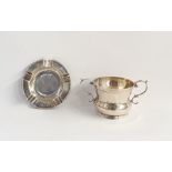 Late Victorian silver twin-handled christening cup, Birmingham 1876 by Haserler Brothers and a