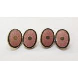 Pair silver gilt and pink guilloche enamel double oval and chain cufflinks Condition Reportno