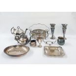 Quantity of silver-plate including posy vases, teapot, etc (1 box)