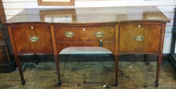 19th century mahogany serpentine-fronted sideboard with satinwood inlay decoration, single drawer