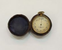 Negretti & Zambra pocket barometer in gilt metal case and outer travelling case