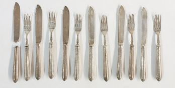 Set of six Victorian silver fish knives and forks (filled)