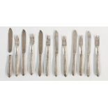 Set of six Victorian silver fish knives and forks (filled)