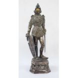 Late 19th/early 20th century continental silver figure with inmport marks for 925, of a knight,