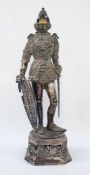 Late 19th/early 20th century continental silver figure with inmport marks for 925, of a knight,