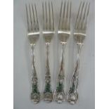 Four Georgian and Victorian Kings pattern silver forks, various dates, 11.5ozt