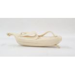 19th century Japanese carved ivory okimono in the form of a banana, partly peeled, loose piece to