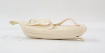 19th century Japanese carved ivory okimono in the form of a banana, partly peeled, loose piece to