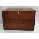19th century oak box with plaque top marked 'Hector F McLean Esq', 60.5cm x 38.5cm