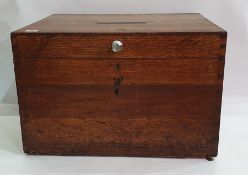 19th century oak box with plaque top marked 'Hector F McLean Esq', 60.5cm x 38.5cm