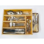 Georg Jensen stainless steel Mitra pattern flatware service, originally designed by Gundorph