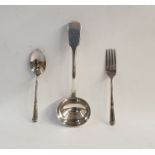 Victorian silver sauce ladle marked 'For Sir John with thanks S-R.R.', London 1848 by Chawner & Co