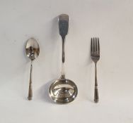 Victorian silver sauce ladle marked 'For Sir John with thanks S-R.R.', London 1848 by Chawner & Co