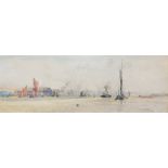 W L Wyllie (1851-1931) Watercolour drawing  Sailing boats in an estuary, signed lower right and