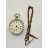 Victorian silver pocket watch, key winding, with subsidiary seconds dial, Chester 1884, a metal