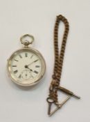 Victorian silver pocket watch, key winding, with subsidiary seconds dial, Chester 1884, a metal