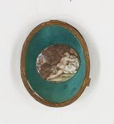 Antique enamel miniature  Classical female, 3.5cm wide (within a gilt frame and glazed)