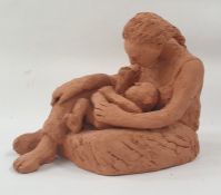 Marlene Badger terracotta sculpture of mother and child, 17cm tall