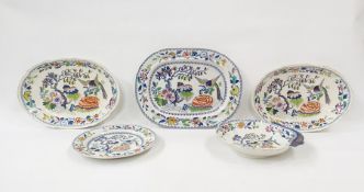 19th century "Stone China" earthenware part service viz:- five variously shaped plates and dishes,