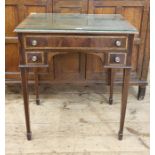 19th century mahogany and crossbanded lady's writing desk, the rectangular top with moulded edge and