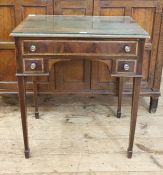 19th century mahogany and crossbanded lady's writing desk, the rectangular top with moulded edge and