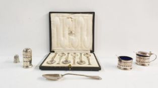 Cased set of six silver teaspoons, Sheffield Mappin & Webb, a Georgian silver Old English pattern