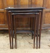 Nest of early 20th century mahogany tables with lozenge-shaped top, moulded edges, square section