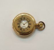 Dennison gold-plated half hunter pocket watch, button winding, with subsidiary seconds dial